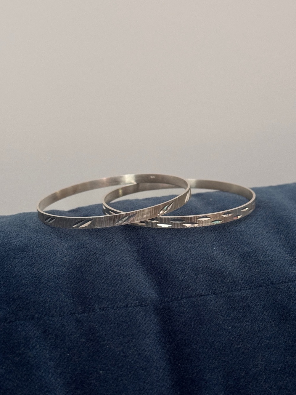 Vintage Mexico 925 sterling silver diamond-cut Bangle bracelet Set‎ of 2